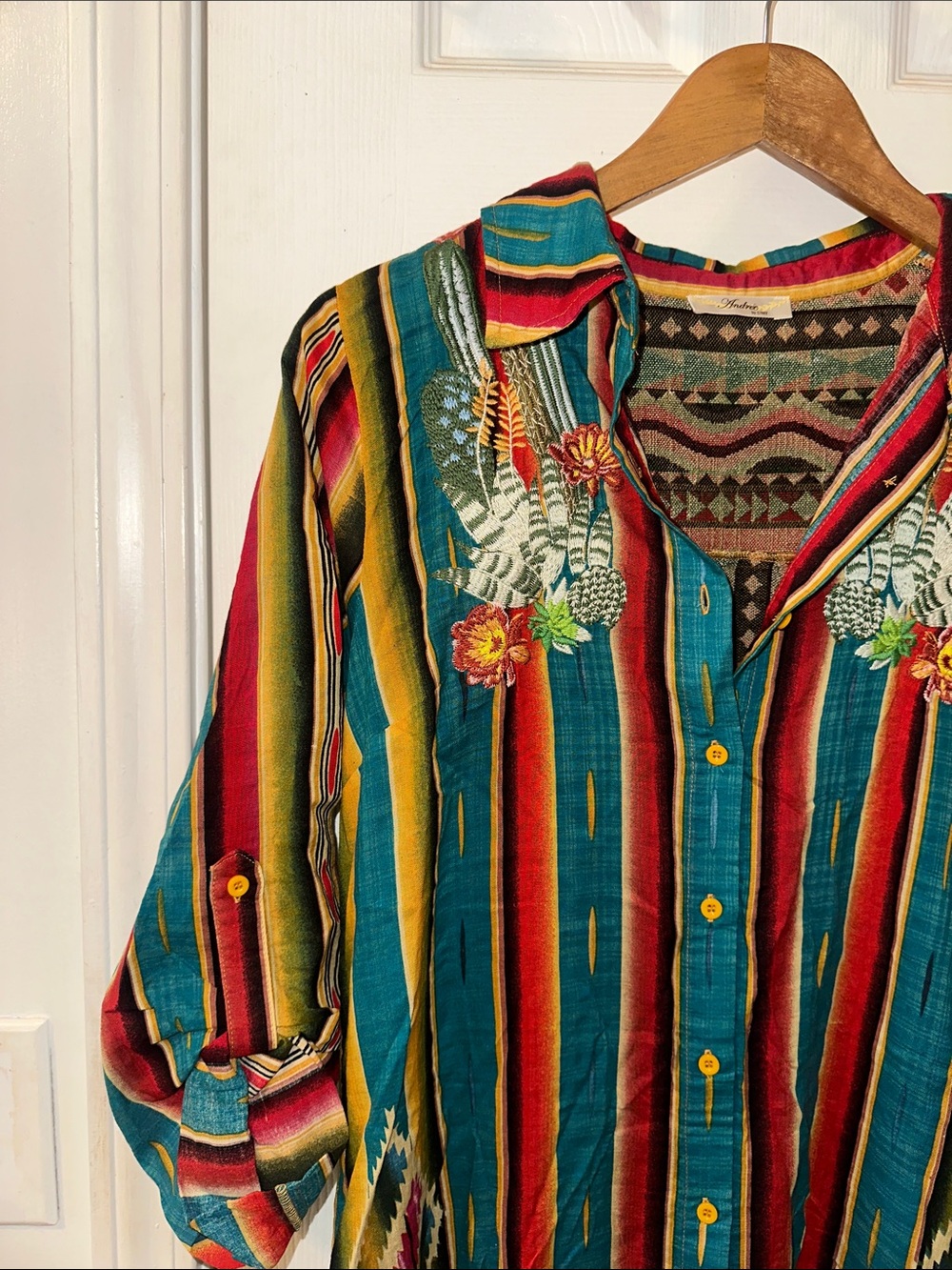 NWOT Andree By Unit - Savanna Jane Western Embroidered Button Down Duster - Picture 3 of 7